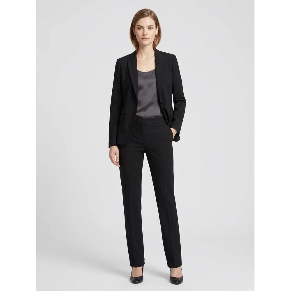 Theory Womens Black Wool Blend Single Button Blazer Jacket Size 12 80001199
